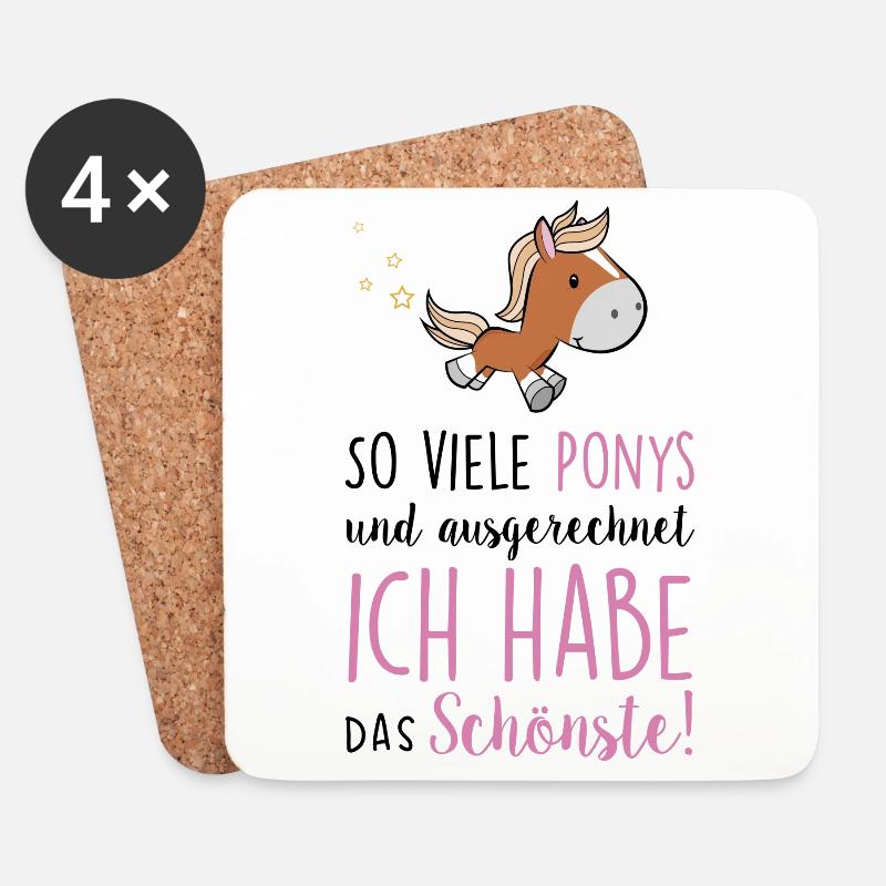 So viele Ponys und ich habe das Schönste - Untersetzer (4er-Set) - Weiß