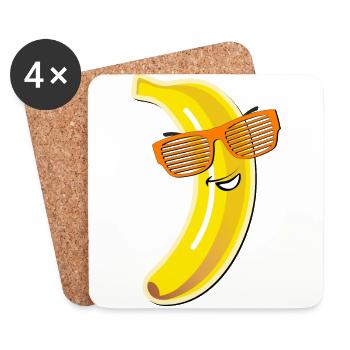 coole Banane Sonnenbrille Sommer Party Liebe Love - Untersetzer (4er-Set) - Weiß - Vorne
