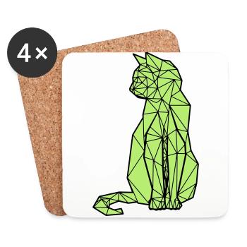 ORIGAMI CHAT - Dessous de verre (lot de 4) - blanc - Devant