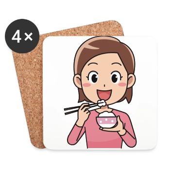 sushi reis rice chopsticks food essen japan51 - Untersetzer (4er-Set) - Weiß - Vorne