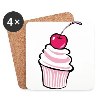 Kirsche Cupcake - Design! - Untersetzer (4er-Set) - Weiß - Vorne