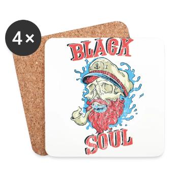 BLACK SOUL - Captain Skull cadeau Bart - Dessous de verre (lot de 4) - blanc - Devant