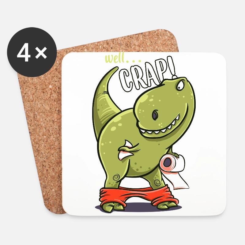 Dinosaurier Toilette lustig T-Rex Geschenk Geburt - Untersetzer (4er-Set) - Weiß