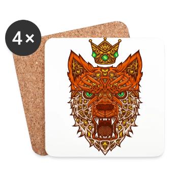 fox Nano avec couronne - Dessous de verre (lot de 4) - blanc - Devant