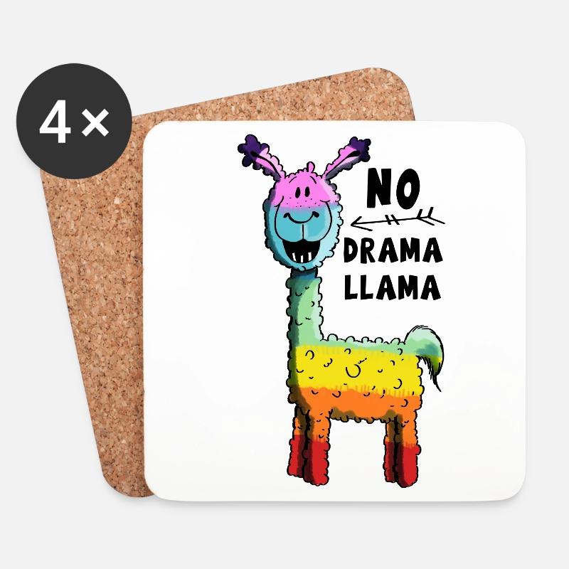 Regenbogen No Drama Llama - Lama - Geschenk - Untersetzer (4er-Set) - Weiß