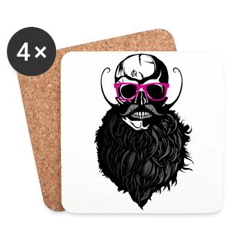 Tod Kopf kahl hipster Schädellogo Anarchie SLU - Untersetzer (4er-Set) - Weiß - Vorne
