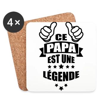ce papa est une légende - Dessous de verre (lot de 4) - blanc - Devant