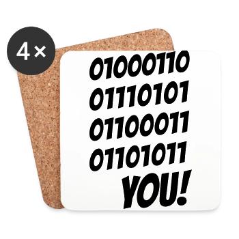 Fuck you binary - Coasters (set of 4) - white - Front