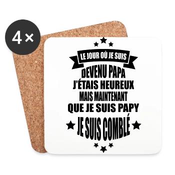 je suis un papy comblé - Dessous de verre (lot de 4) - blanc - Devant