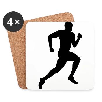 Sprinter, Läufer, Laufen - Untersetzer (4er-Set) - Weiß - Vorne