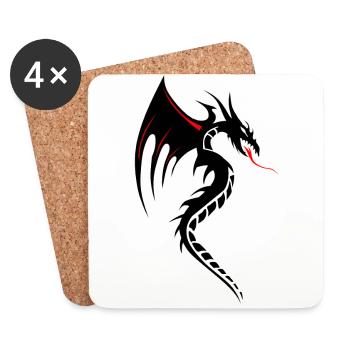 dragon tribal tatouage forme 2004 oooooooooooooo y - Dessous de verre (lot de 4) - blanc - Devant