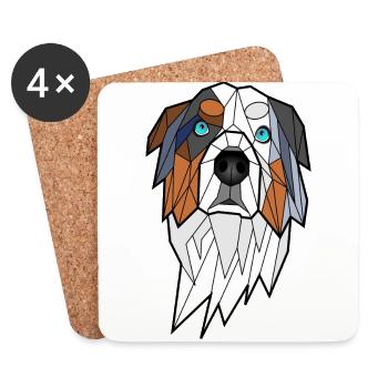 Australischer geometrischer Schäferhund - Untersetzer (4er-Set) - Weiß - Vorne