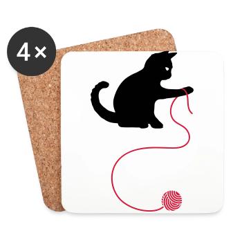 cat - Coasters (set of 4) - white - Front