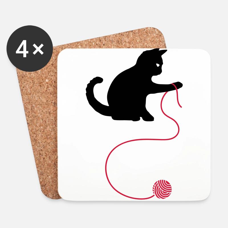 Katze - Untersetzer (4er-Set) - Weiß