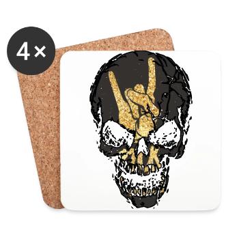 Rock`n Roll Skull - Untersetzer (4er-Set) - Weiß - Vorne