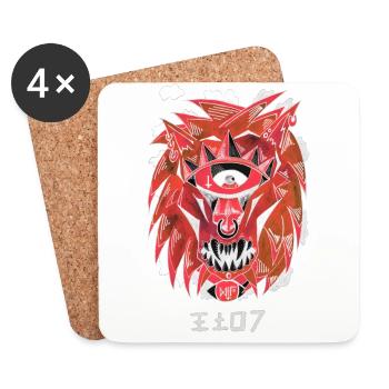 Negative lion - Coasters (set of 4) - white - Front