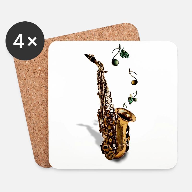 Saxophon - Untersetzer (4er-Set) - Weiß
