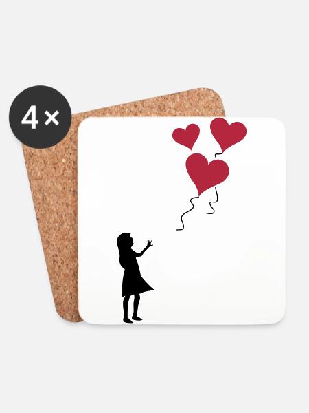 Valentine's day lost balloons - Coasters (set of 4) - white