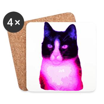 Chat chat chat - Dessous de verre (lot de 4) - blanc - Devant