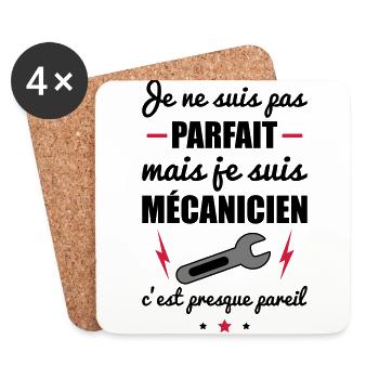 Pas parfait mécanicien, cadeau mécano mécaniciens - Dessous de verre (lot de 4) - blanc - Devant