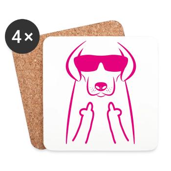 Mittelfinger Hunde Cartoon Geschenk liebe dog - Untersetzer (4er-Set) - Weiß - Vorne
