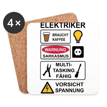 Électriciens - Dessous de verre (lot de 4) - blanc - Devant