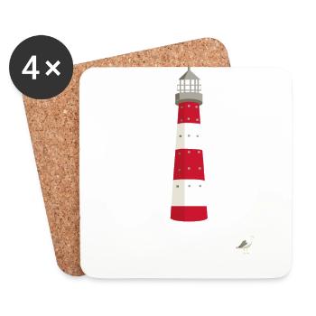 Mer du Nord Phare Föhr Amrum Sylt - Dessous de verre (lot de 4) - blanc - Devant
