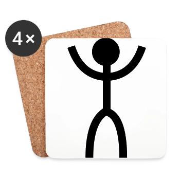 T-Shirt Stickman stehend - Untersetzer (4er-Set) - Weiß - Vorne
