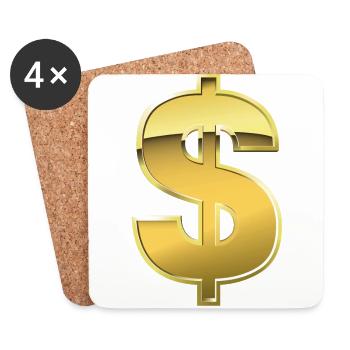 Rich - Dollar - Gold - Dessous de verre (lot de 4) - blanc - Devant