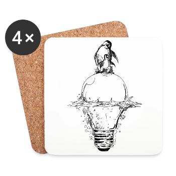 Penguin on lightbulb - Coasters (set of 4) - white - Front