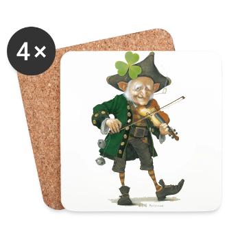lutin_leprechaun_violon_1 - Dessous de verre (lot de 4) - blanc - Devant