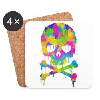 Trendy & Cool Abstrakt Graffiti Skull / Totenkopf - Untersetzer (4er-Set) - Weiß - Vorne