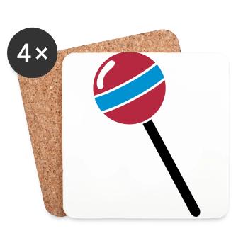 Lutscher, Lolli, Lollipop - Untersetzer (4er-Set) - Weiß - Vorne