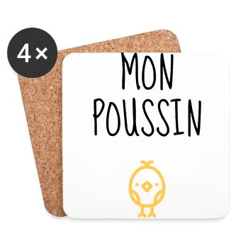 Mon Poussin - Bébé - Naissance - Amour - Famille - Dessous de verre (lot de 4) - blanc - Devant