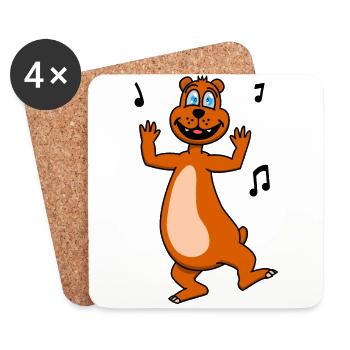 Lustiger tanzender Bär - Untersetzer (4er-Set) - Weiß - Vorne