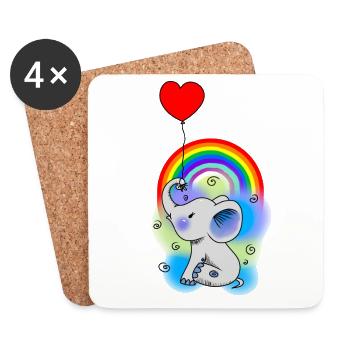 Ballon Baby Elefant Kinder Geburt Fantasy Geschenk - Untersetzer (4er-Set) - Weiß - Vorne