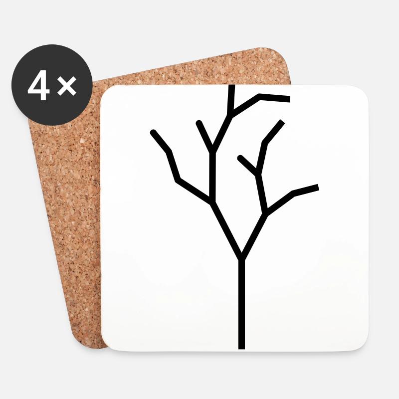 Abstrakter Baum Ast Zweig Natur Form Symbol - Untersetzer (4er-Set) - Weiß
