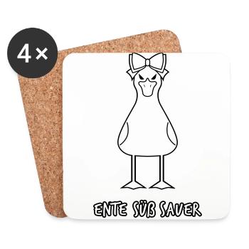 Ente Süß Sauer Witzig Geschenk Weihnachten - Untersetzer (4er-Set) - Weiß - Vorne