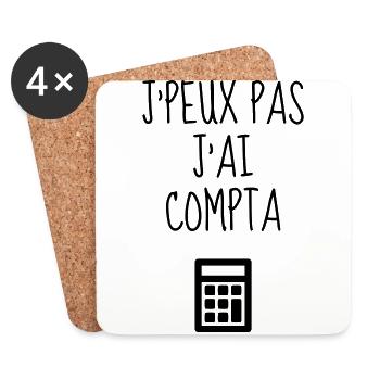 comptable / comptabilité / compter / chiffre - Dessous de verre (lot de 4) - blanc - Devant