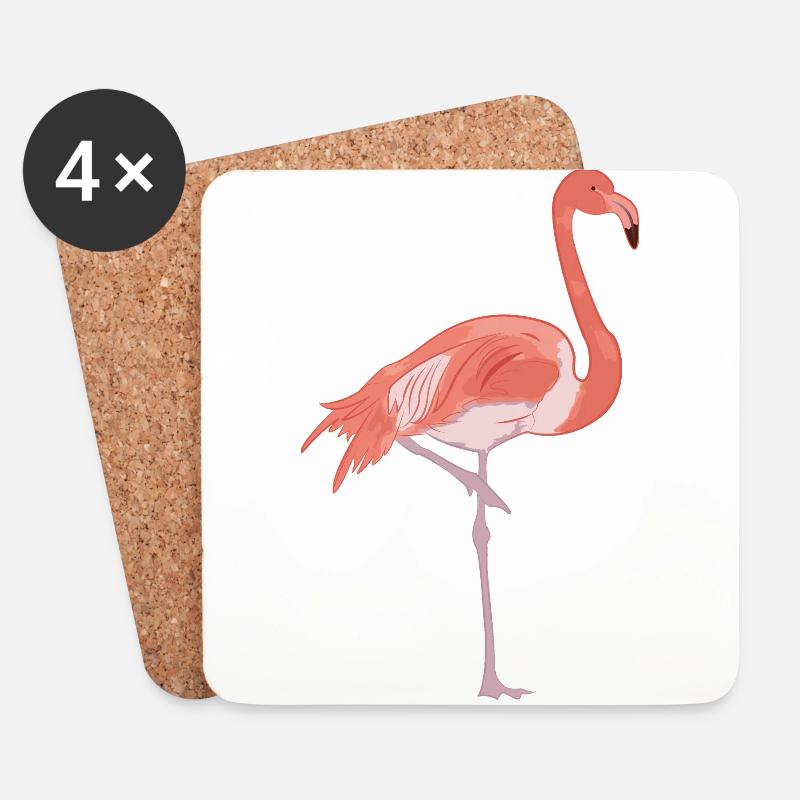 Flamingo - Untersetzer (4er-Set) - Weiß