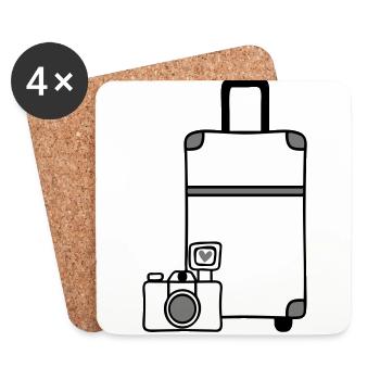 Camera Suitcase Travel Love - Coasters (set of 4) - white - Front