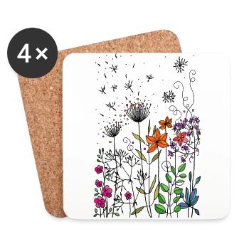 fleurs - Dessous de verre (lot de 4) - blanc - Devant