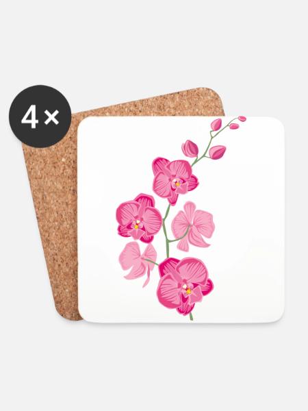 ORCHIDS flower - gift of love - pink pink - Coasters (set of 4) - white