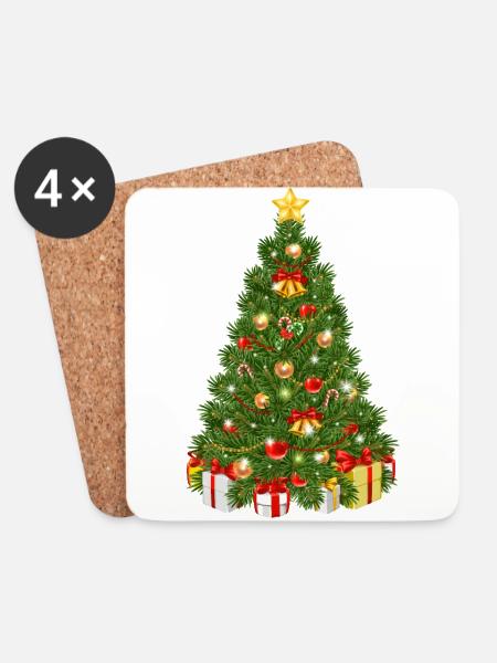 Weihnachtsbaum - Untersetzer (4er-Set) - Weiß