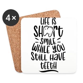 Sourire Tant que tu as encore des dents Pratique Dentiste - Dessous de verre (lot de 4) - blanc - Devant