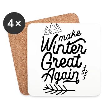Hiver sort Neige froide Vacances d’hiver - Dessous de verre (lot de 4) - blanc - Devant