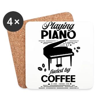 Klavierspielen Angetrieben Durch Kaffee Klavier - Untersetzer (4er-Set) - Weiß - Vorne