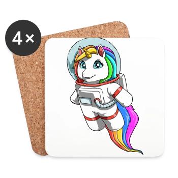 Friendly unicorn as an astronaut - Coasters (set of 4) - white - Front