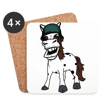 Funny Horse Gaul Army Horse Safety Helmet Soldier - Coasters (set of 4) - white - Front