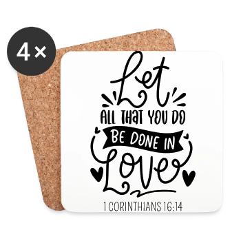 Laissez tout ce que vous faites être fait dans l’amour - Dessous de verre (lot de 4) - blanc - Devant